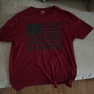 Express Burgundy w/ Black American Flag Tee (Size: Men’s S)